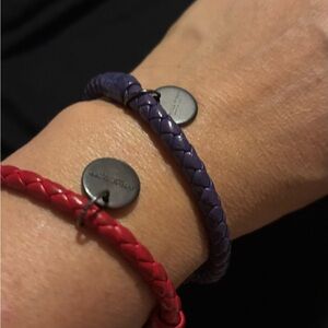 Bottega Veneta Red and Purple Braided Bracelets